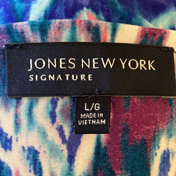 Jones New York Long Sleeve Blue V-Neck Top & Epaulette Design - Size Large - Picture 6 of 9